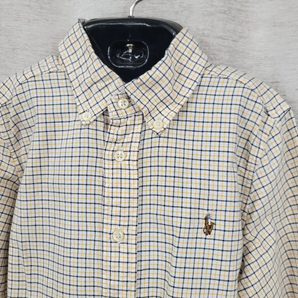 Ralph Lauren Boys Yellow Plaid Button-Down Shirt  Classic Long Sleeve